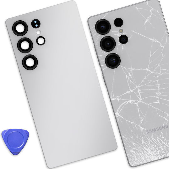 Clappio Rear Glass Battery Cover Samsung Galaxy S25 Ultra Replacement Part Silver