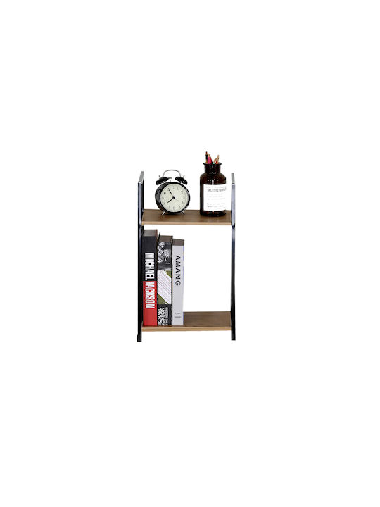 Βιβλιοθήκη Artemis-3048 Δρυς 2 Ράφια 29,1x23,5x48εκ Μαύρος Μεταλλικός Σκελετός