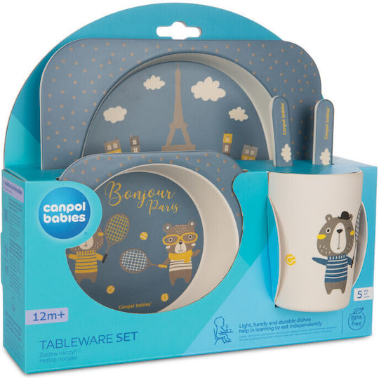 Canpol Babies Σετ Φαγητού Bonjour Paris από Bamboo Μπλε 5τμχ για 12+ μηνών