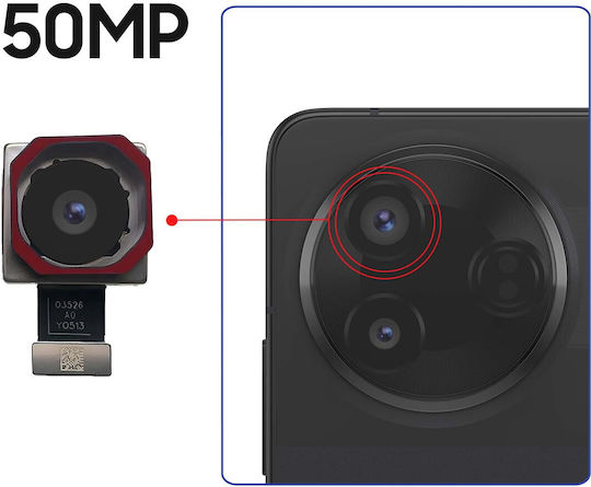 Clappio Camera Din Spate Xiaomi Poco F7 Pro Senzor Principal Obiectiv Unghi Larg Unghi Larg 50mp Negru Roșu