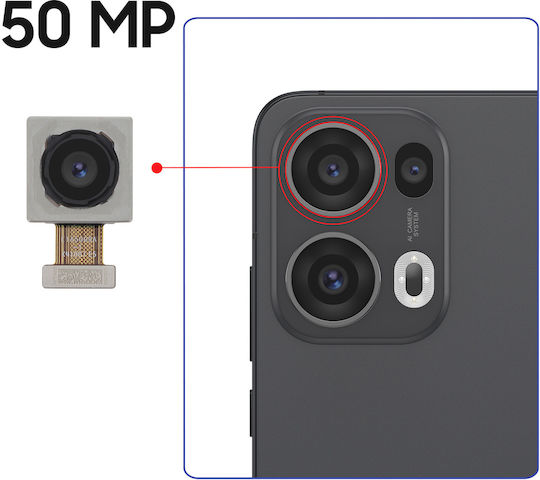 Clappio Cameră Principală Din Spate De Înlocuire 50mpx Oppo Reno 13 Pro Negru