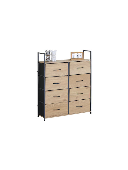 Wooden & Metallic Chest of Drawer with 8 Drawers Oaks 80.1x23.5x100cm