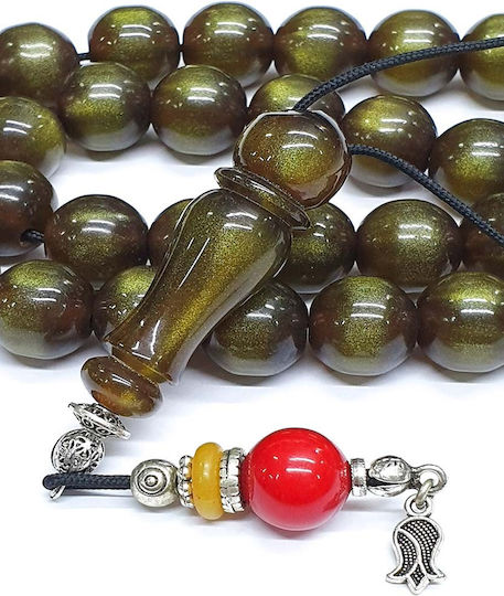 Roloi Komboloi Mastic Worry Beads with 33 Beads Green 39cm