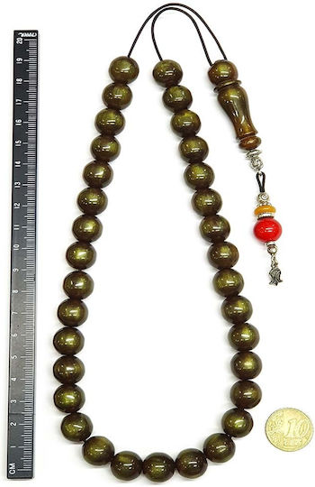 Roloi Komboloi Mastic Worry Beads with 33 Beads Green 39cm