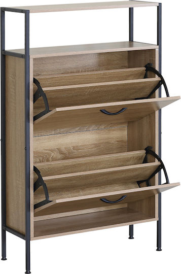 Shoe Organizer Metal-Wood Metalwood-60 2 Doors 1 Shelf Sonoma 63x24x105.5cm MDF Melamine Black Metal Frame Shoe Organizer Metal-Wood Metalwood-60 2 Doors 1 Shelf Sonoma 63x24x105.5cm MDF Melamine Black Metal Frame