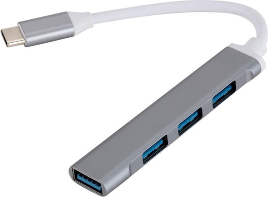 Hub 4 Θυρών USB 3.0 με σύνδεση USB-A Ασημί