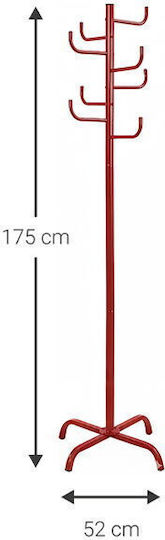 Polihome Metallic Coat Rack Red Bolli 52x52x175cm