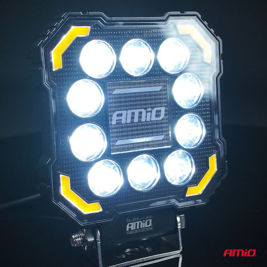 Amio Work Light Led Awl81 Spot 48w 3000lm 6500k Yellow Warning Light & Illuminated Logo 1 Piece 04425/am 04425/am 04425/am