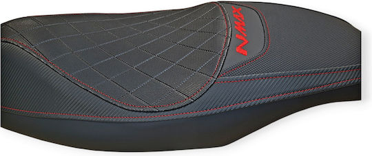 Nmax 125/155 Yamaha Anti-Slip Quilted Baklavadoto Seat Cover Red Stitches Logo