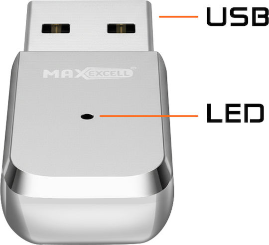 Max Excell USB Bluetooth Receiver Laptop Desktop Gray