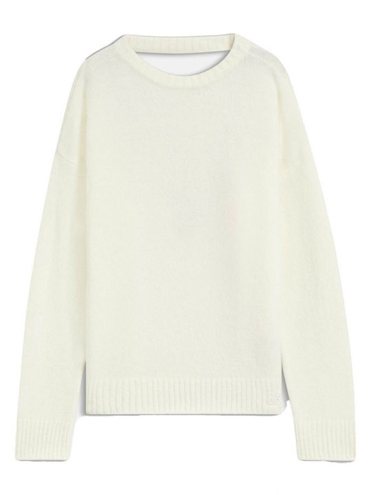 Sarcis Damen Langarm Pullover Wolle Ecru