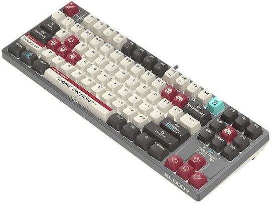 A4Tech Bloody S87 Pixels Red Gaming Μηχανικό Πληκτρολόγιο Tenkeyless με BLMS Red Plus διακόπτες και RGB φωτισμό (International English) Grey/Red