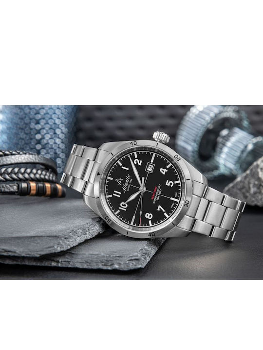 Men's Watch 44mm Battery with Silver Stainless Steel Bracelet