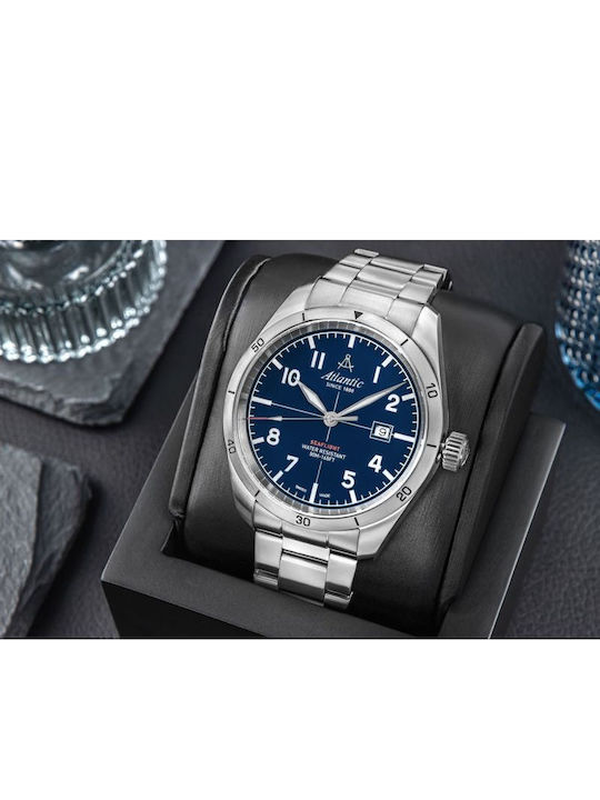 Men's Watch 44mm Battery with Silver Stainless Steel Bracelet