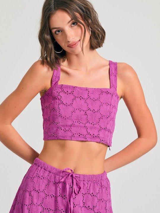 Γυναικείο Crop Top Βαμβακερό Μωβ