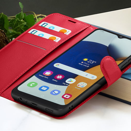 Zanaé Калъф Портмоне Galaxy A03 Функция Стойка Магнитен Клапан Червен