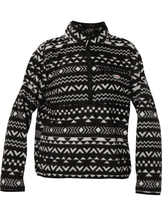 Χειμερινή Γυναικεία Fleece Μπλούζα με Φερμουάρ Μαύρη