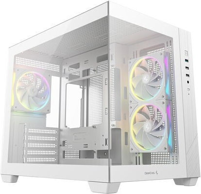 Deepcool CG330 3F Gaming Мини Кула Кутия За Компютър Със Страничен Прозорец И ARGB Осветление Бяла