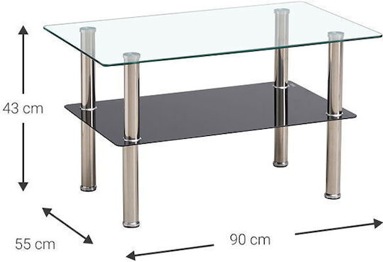 Rundes Beistelltisch Huolon Glas Schwarz M75xL45xH41cm
