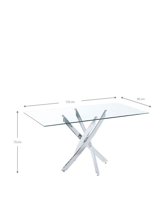 Table Dining Room with Glass Surface 120x80x75cm