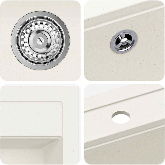 vidaXL 42028391 Ένθετος από Συνθετικό Γρανίτη Μ79.5xΠ50.5cm Λευκός