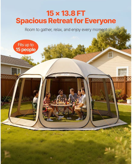 Vevor Summer Camping Tent Beige for 15 People 450x425x245cm