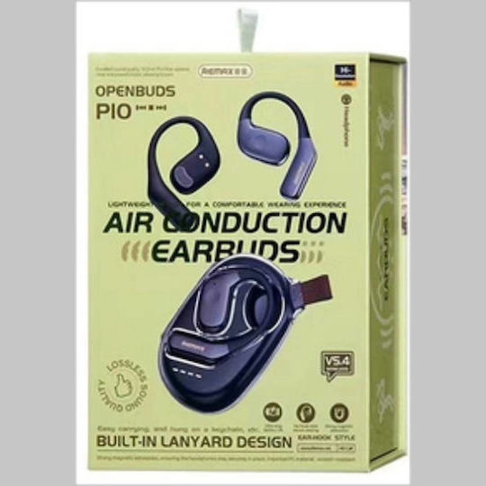 Remax OpenBuds P10 Bluetooth Handsfree Ακουστικά με Αντοχή στον Ιδρώτα και Θήκη Φόρτισης Μαύρα
