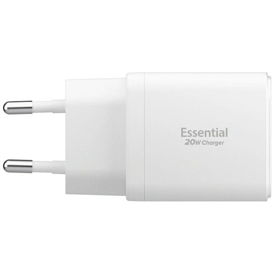Spigen Φορτιστής Χωρίς Καλώδιο με Θύρα USB-A και Θύρα USB-C 20W Power Delivery Λευκός (Essential)