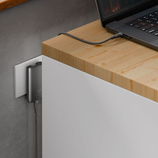 Energea Φορτιστής Χωρίς Καλώδιο GaN με 2 Θύρες USB-C 65W Power Delivery / Quick Charge 3.0 Γκρι (TravelWorld Edge)