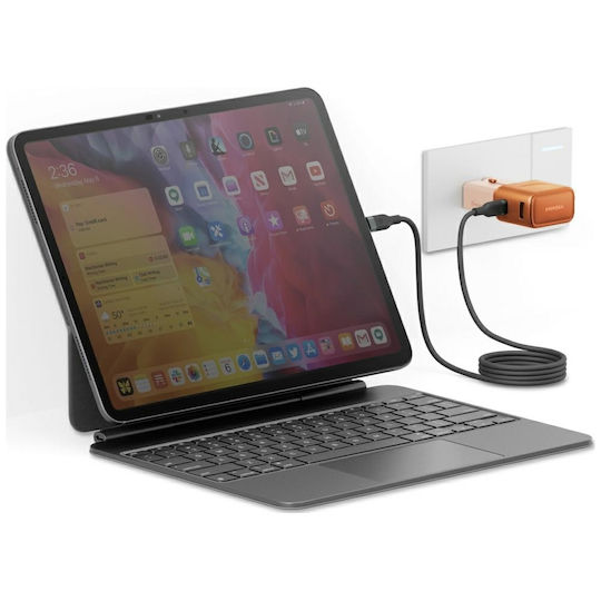 Energea Charger Without Cable with USB-A Port and USB-C Port 35W Power Delivery / Quick Charge 3.0 Orange (Travelgo)