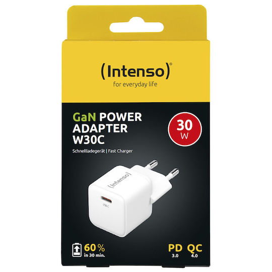 Intenso Charger Without Cable GaN with USB-C Port 30W Whites (W30C)