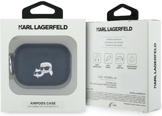 Karl Lagerfeld Karl & Choupette Head Hülle Kunststoff mit Haken in Schwarz Farbe für Apple AirPods Pro