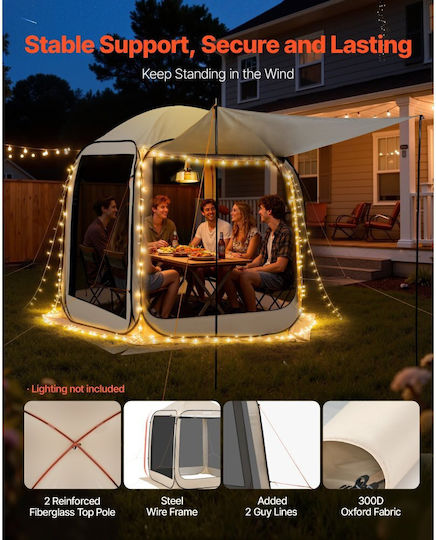 Vevor Beige Camping Tent for 6 People 182.5x182.5x220cm