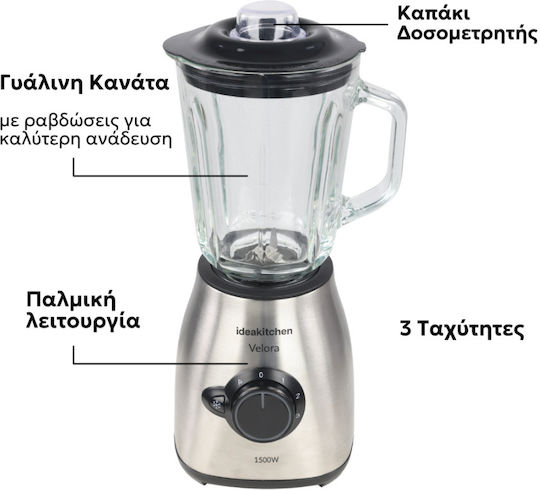 Telemax Mixer mit Glas Kanäta 1,5 l 1500W Inox 35-2305