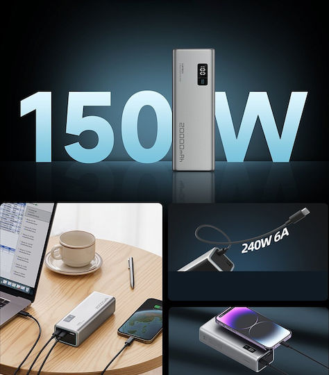 Cuktech P+Series No. 15 Power Bank 20000mAh 150W με Θύρα USB-A Γκρι