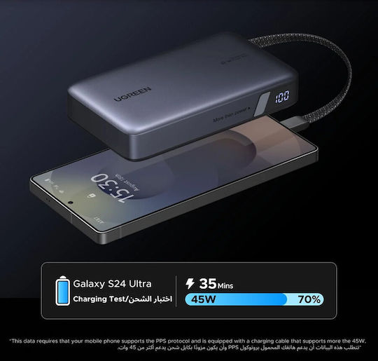 Ugreen PB550 Power Bank 20000mAh 67W με Θύρα USB-A και Θύρα USB-C Power Delivery Γκρι
