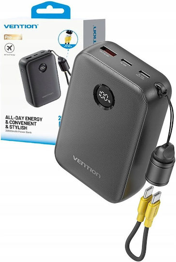 Vention Power Bank 20000mAh 22.5W mit USB-A Anschluss und USB-C Anschluss Schwarz