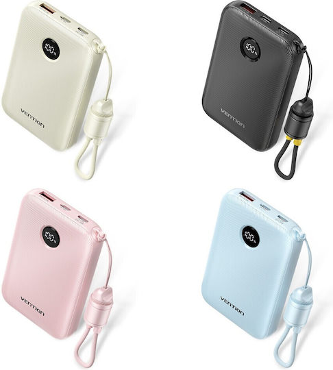 Vention Power Bank 10000mAh 22.5W with USB-A Port and USB-C Port Beige