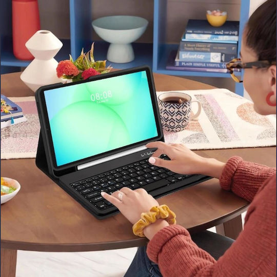 Tech-Protect Klappdeckel mit Tastatur im Englisch US Schware (Galaxy Tab A9 / Galaxy Tab A11)