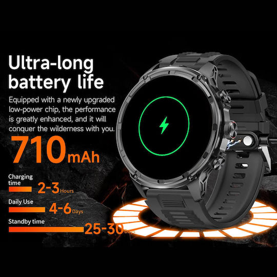 Microwear V99 Smartwatch με Παλμογράφο (Ασημί)