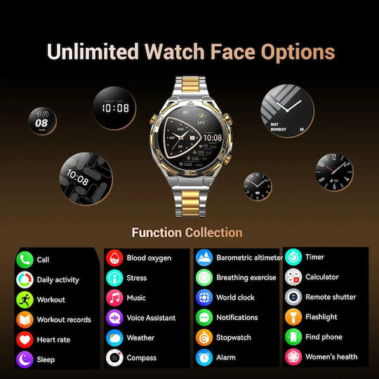 BlackView W90 Pro Aluminium Smartwatch mit Pulsmesser (Silber)