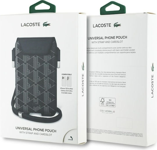 Lacoste Pvc Blend Monogram Phone Pouch Xl Black