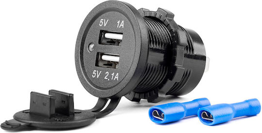 Digital Voltmeter and Dual USB Charger 12V/24V blue