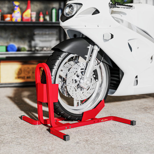 Homcom Motorcycle Stand 17-21" 430-530 mm Front Wheel Adjustable Metal Red