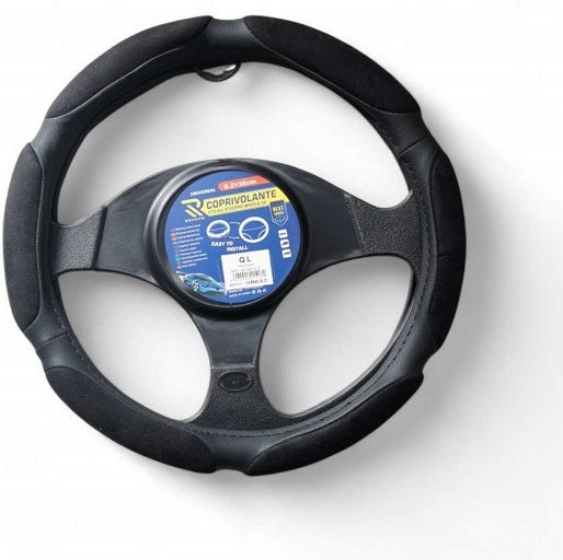 Car Steering Wheel Cover with Diameter 37-39cm Synthetic Black with Black Stitching