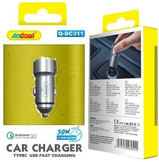 Andowl Auto-Ladegerät 30W mit einem Anschluss: 1xUSB