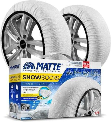 Matte Super X Series Anti-slip Snow Socks Medium Passenger Car 2pcs