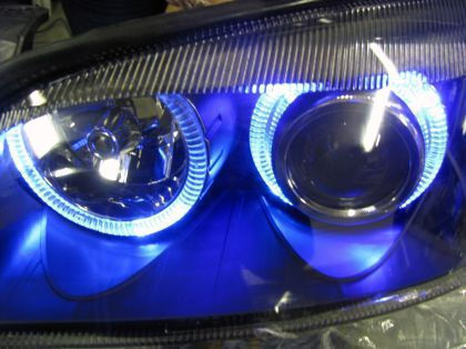 Φανάρια Εμπρός Angel Eyes Opel Astra H 2004-2009 Μαύρα Χωρίς Λάμπες Η 7 Σετ 2τμχ