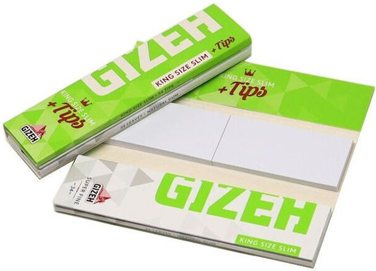 Gizeh Super Fine Cigarette Rolling Papers Slim King Size with Cone Tips 34 sheets 26pcs