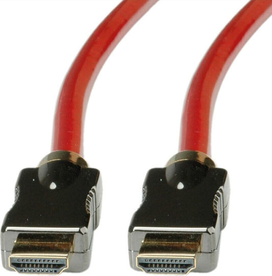 Roline Angle Cable HDMI male - HDMI male 1m Κόκκινο